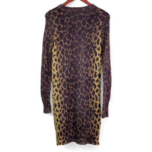 J.Crew Leopard Mohair Sweater Dress Brown Size S Statement Knit - Picture 2 of 8